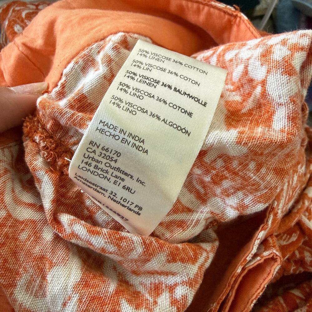 Free People Dusk 'Til Dawn Parachute Linen Pants Small Floral Cargo Relaxed Boho - Picture 5 of 7